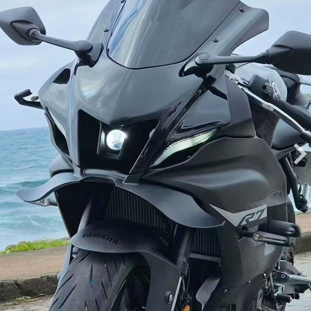 For YAMAHA R7 2022-2025 Motorcycle Beak Winglet Downforce Naked ABS Plastic Frontal Spoilers Front Lower Lip Spoiler Fixed Wing