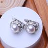 LSOOYH 7-8mm Freshwater Pearl Earrings Silver Color Fashion Cubic Zirconia Clip On Earrings For Women Birthday Gifts