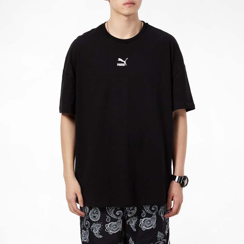 PUMA T Shirts Men's Black Crew Neck Moderate Straight Fit 533100-01