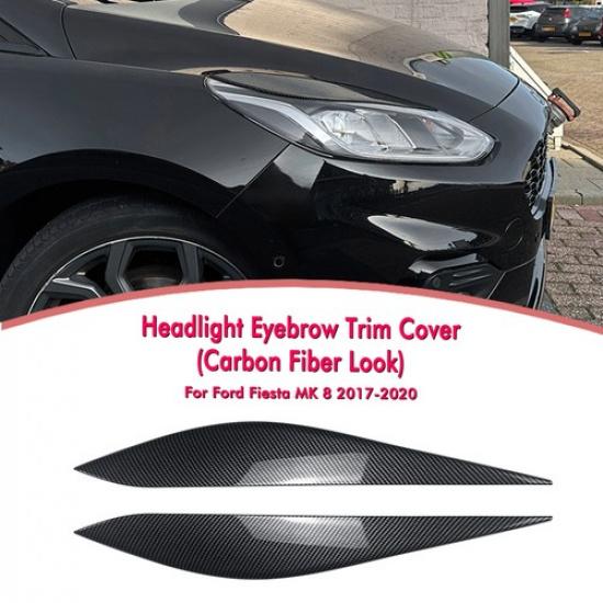 Front Headlight Eyelids Lamp Eyebrows Trim Decor For Ford Fiesta MK8 2017-