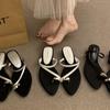 Coarse Heel French Niche Set Toe Cool Slippers Women's Summer Wear 2025 New Summer Thin Strap Pointed Roman Sandals