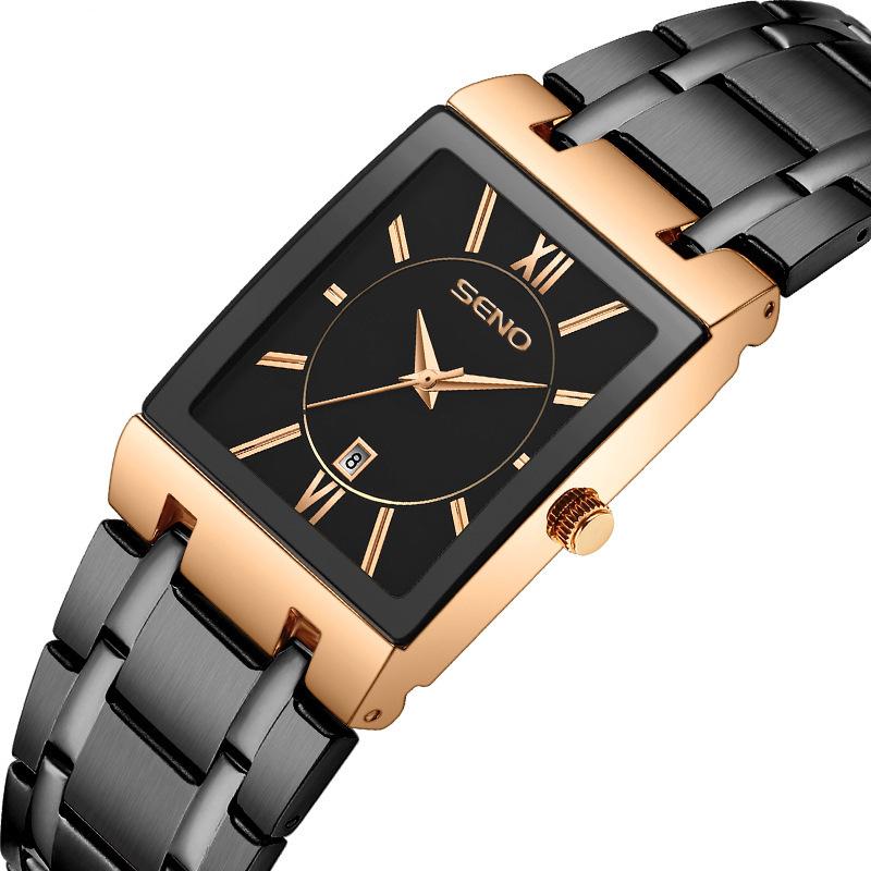 Men's Square Quartz Waterproof Business Watch, Automatic & Non-Mechanical