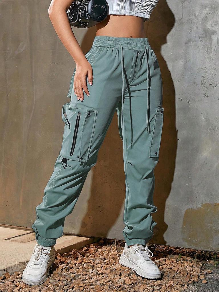 European & American Women's Tactical Cargo Pants - Summer Sports Style, Drawstring Casual Wear.