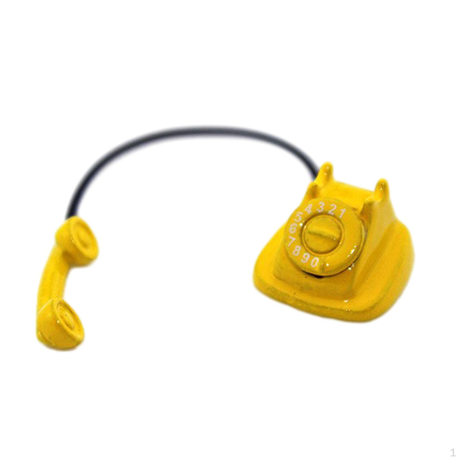 

1:12 кукольных домиков Винтажный телефон, игрушки Дети Ролевые игры для жизни Сцена макет жёлтый