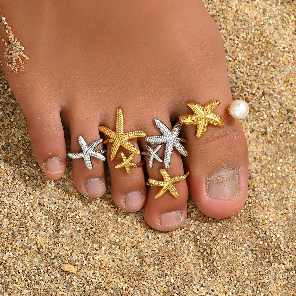 New Fashionable And Trendy Women's Foot Rings With Geometric Inlays Pearls Starfish Beach Style Women's Jewelry Accessories