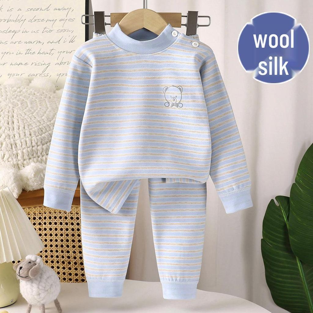 Zimní korejský styl Dětská hedvábná domácí souprava pro 1leté chlapce a dívky - Pohodlné a teplé podzimní dětské oblečení