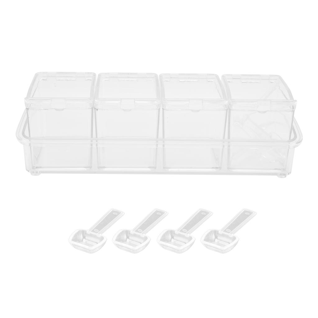 Seasoning Storage Box Spice Pots Storage Container Condiment Jar with Cover and Spoon for Salt Monosodium