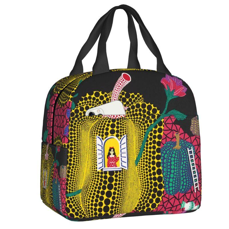 Custom Yayoi Kusama Abstract Painting Insulated Lunch Bag for Women Resuable Cooler Thermal Lunch Box Kids School Children