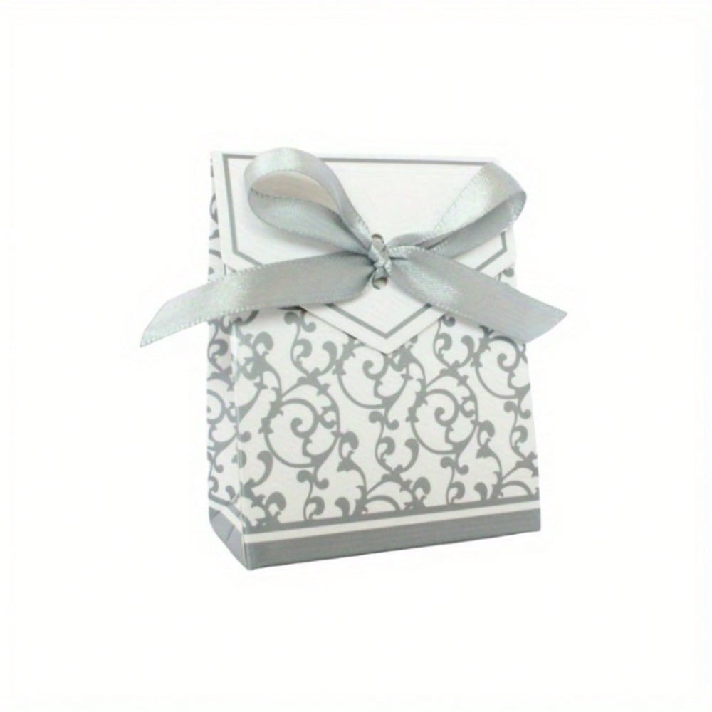 50pcs/ Set, Candy Box, Silver Ribbon, Wedding Gift Box, Candy Bag, For Wedding Party Decoration, Commercial Box