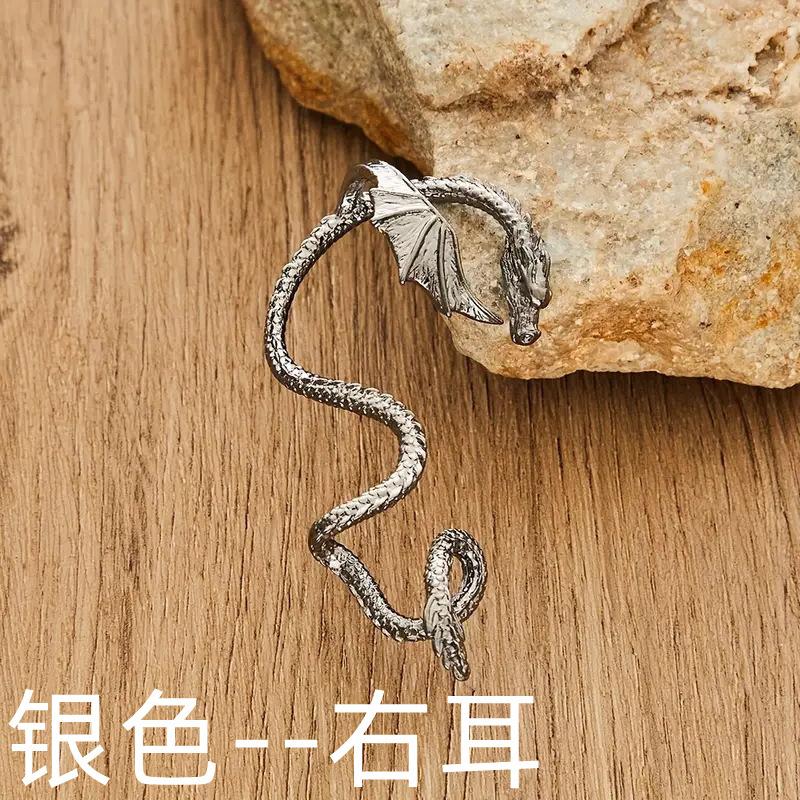 Cross Border Hot Selling Retro Winding Dragon Shaped Ear Clip Punk Gothic Party Earrings Bohemian