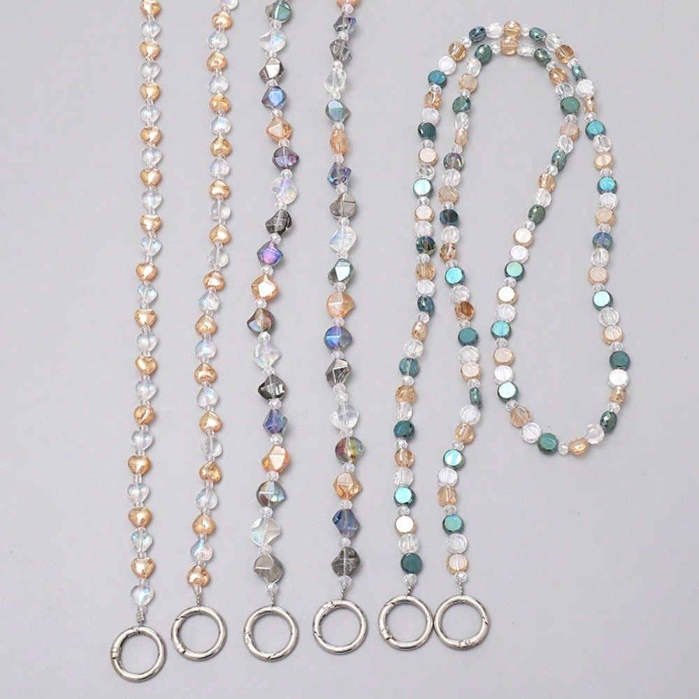 Personalized Round Messenger Chain Handmade Beaded Love Mobile Phone Lanyard Pendant Single Shoulder Strap Bag Chain