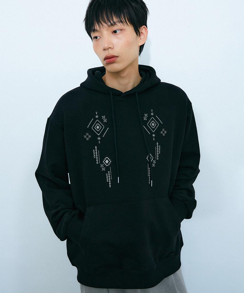 GAKKAI UNIONS Noir Symbol Applique Hoodie Black