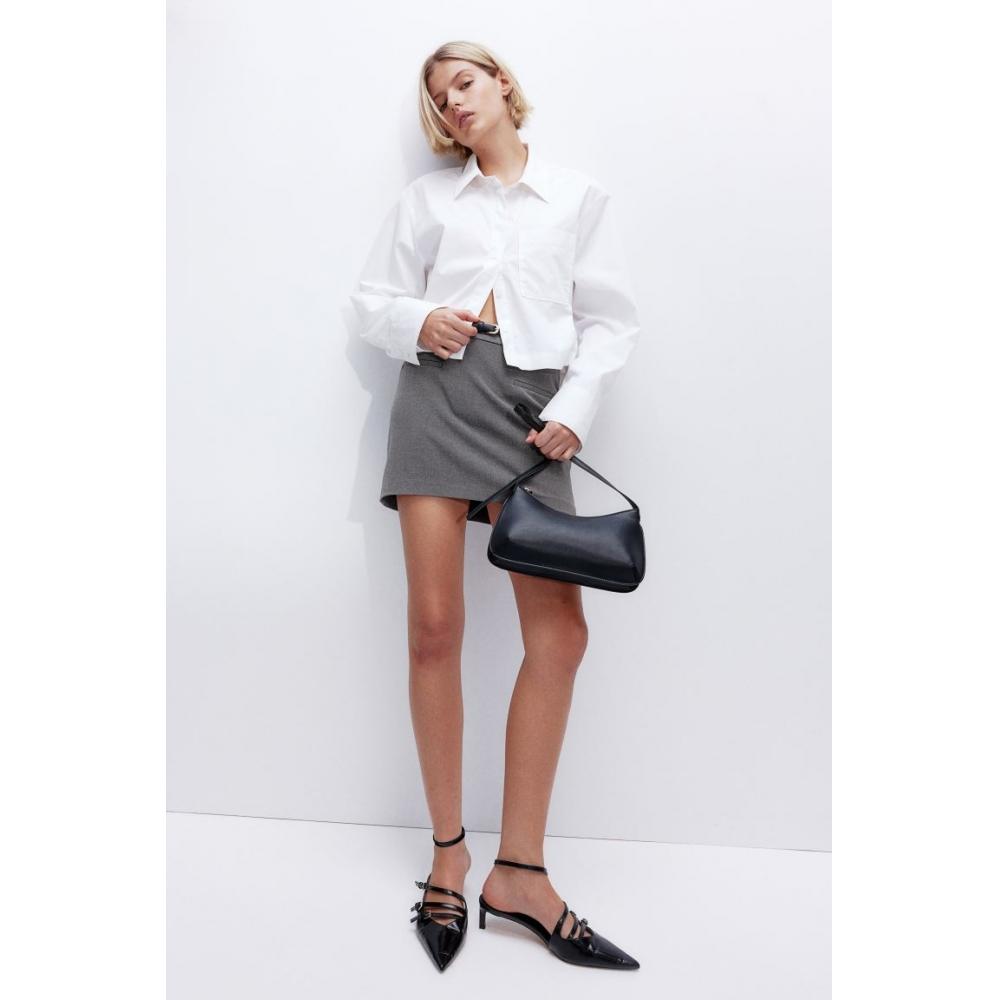 

H M Tailored Mini Skirt Dark Grey Melange