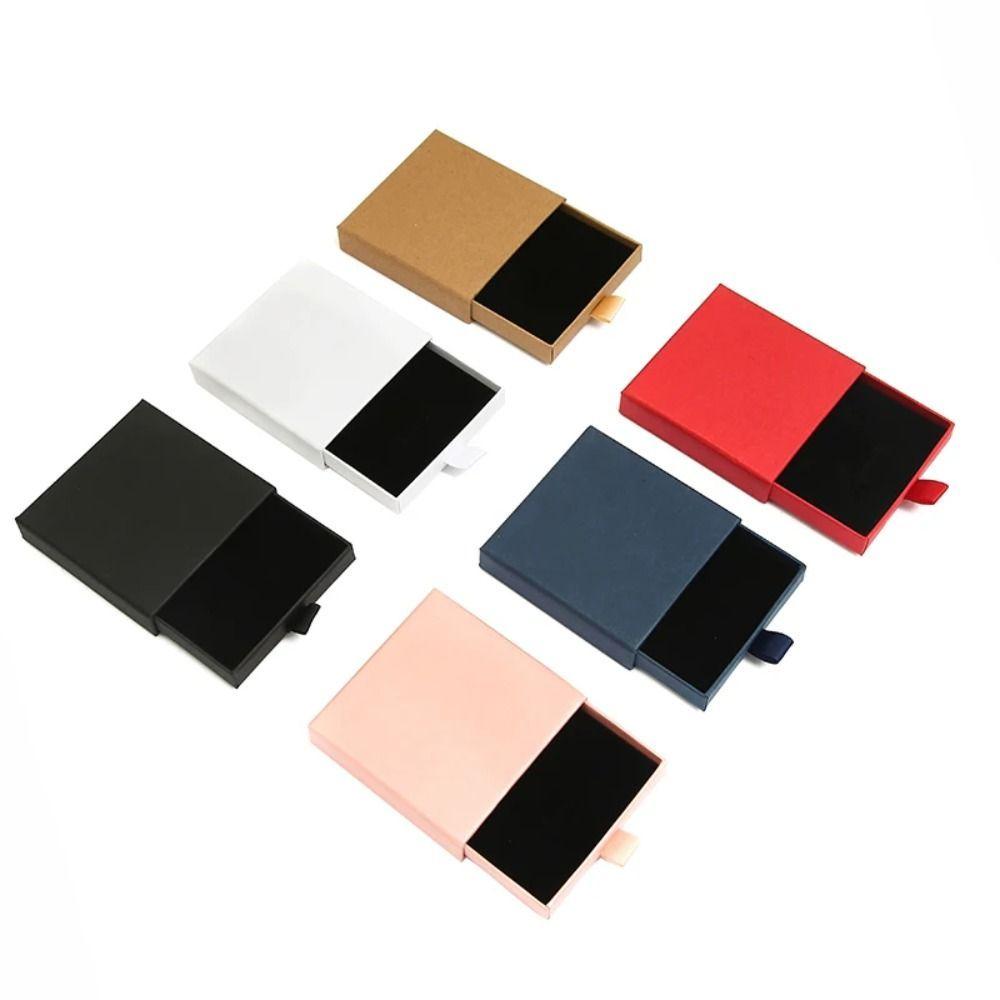 Thick Cardboard Jewelry Packaging Box Sponge Inside Necklace Drawer Jewelry Box Kraft Paper Earrings Jewelry Display Case