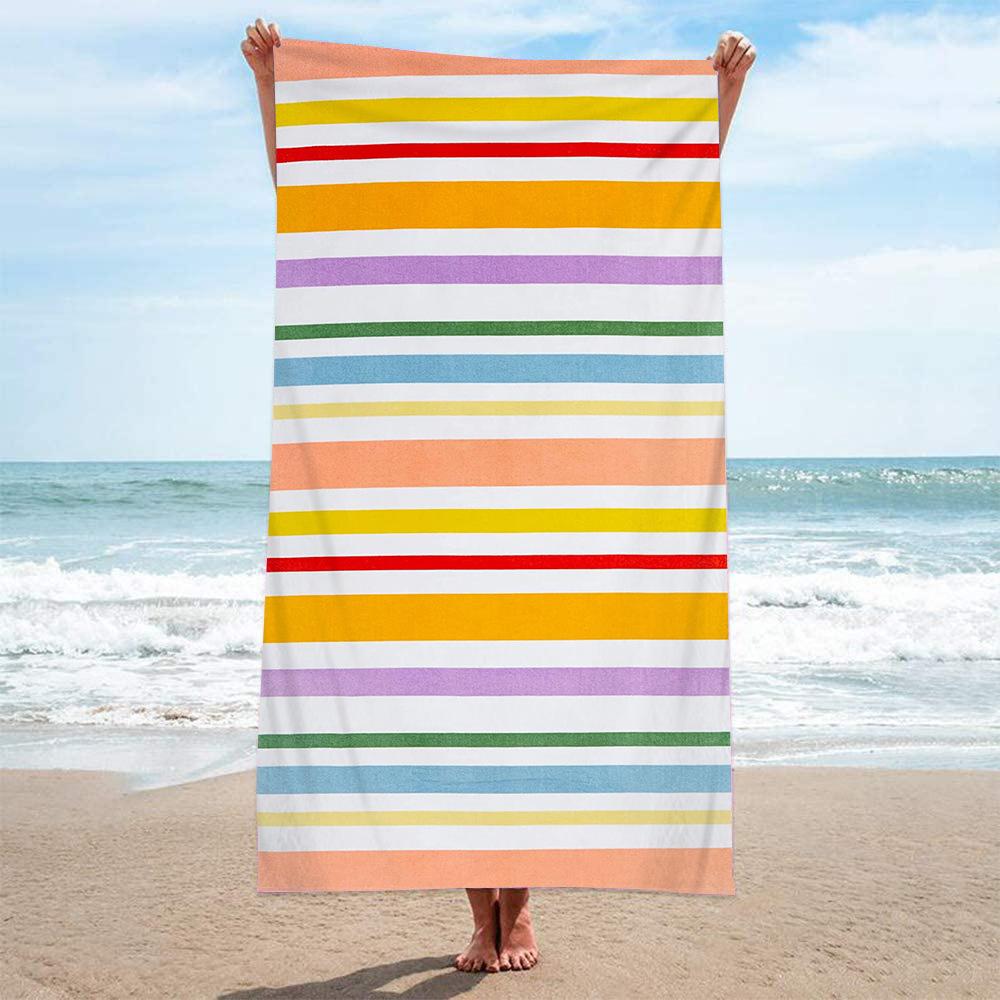 Double-Sided Terry Printed Beach Towel, Microfiber Adult Swimming Bath Towel, Quick-Drying Double-Sided Velvet