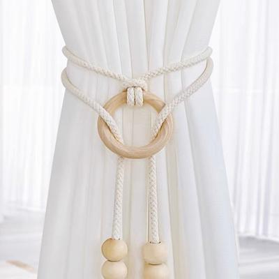 Simple Fringe Beaded Curtain Tieback No Punching Adjustable Curtains Holder Curtain Rope Home Curtain Accessories
