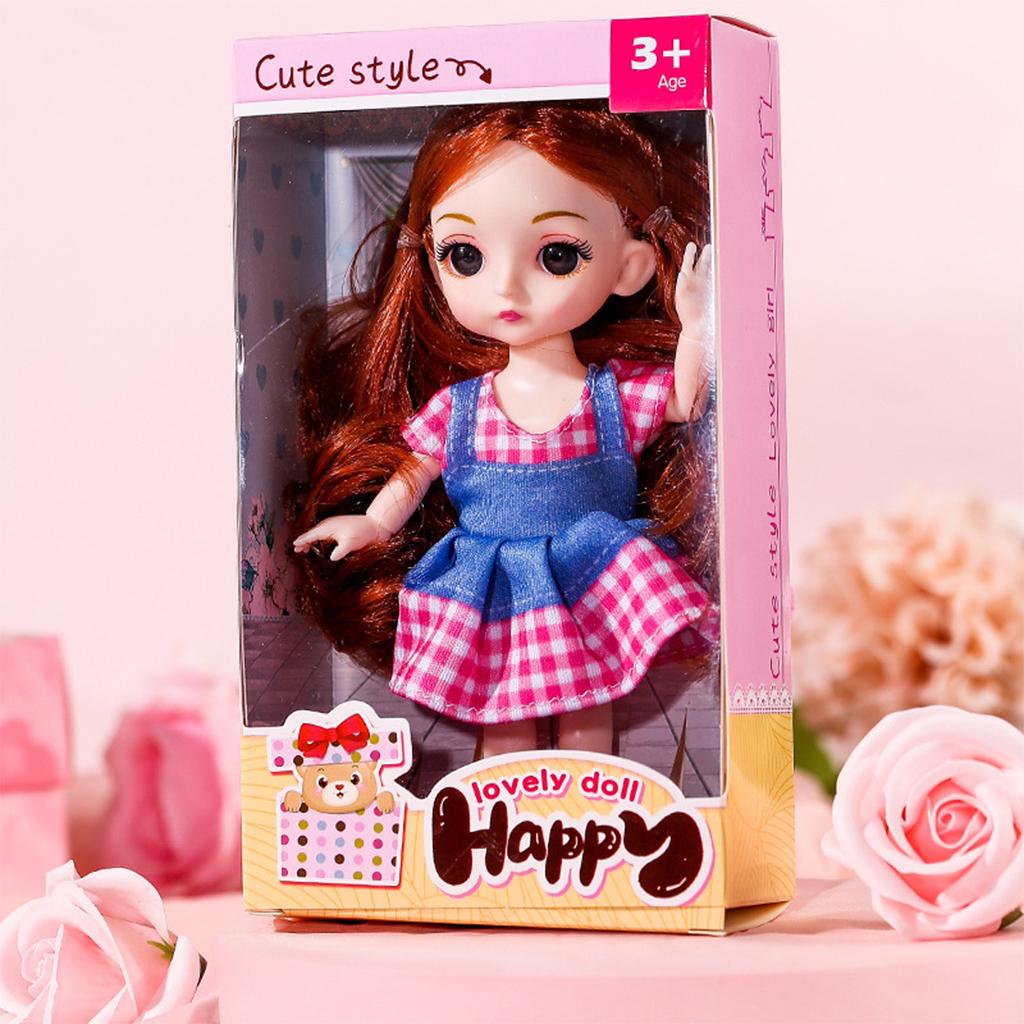 Cute 13 Joints 16cm 1/12 BJD Doll W/ Dress & Shoes Girl Toy Gift A