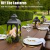 Vintage Set Of 2 Candle Lantern Black Metal Outdoor Lanterns Centerpieces for Patio Front Porch Wedding (Candles Included)