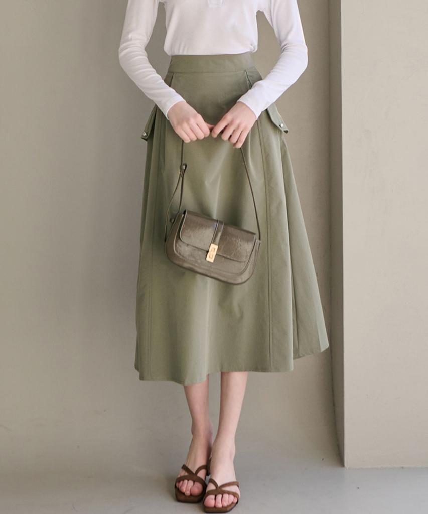 LUSIDA Rustling Pocket A-Line Skirt_2 Colors