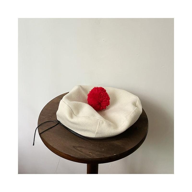 

Children s Hat Autumn and Winter Korean Version Retro Splicing Plaid Wear Beret Personalized Fur Ball Boy and Girl Painter Hat Trend (49-52CM)