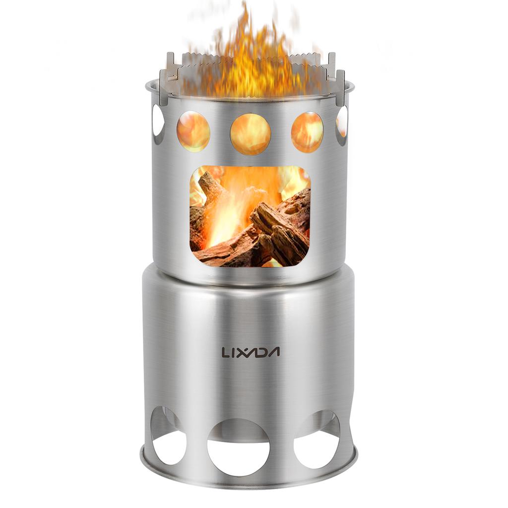 Outdoor Stainless Steel Stove Portable Stainless Steel Lightweight Wood Stove Outdoor Cooking Picnic Camping Burning Stove