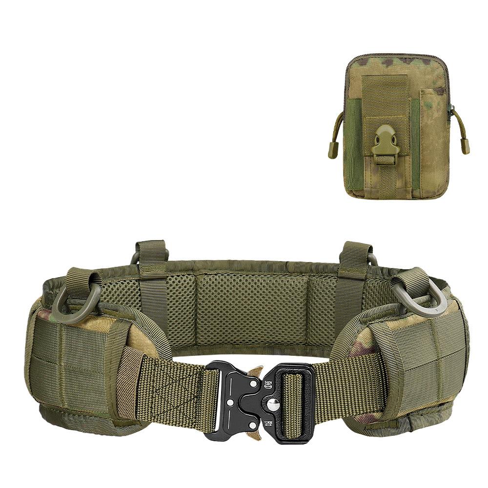 Jsjm Tactical Belt Adjustable Belt Outdoor Work Men Belt Combat Cs Hunting Paintball Padded Waist Belts Pocket