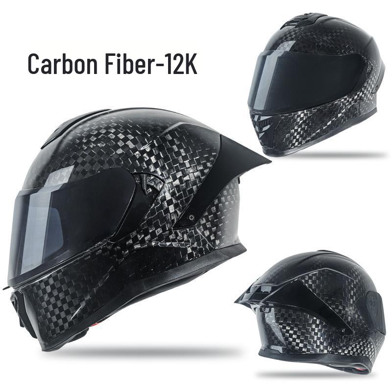 Ultra Lightweight Carbon Fiber Double Lens Full Face Cycling Helmet XL (57-58CM)