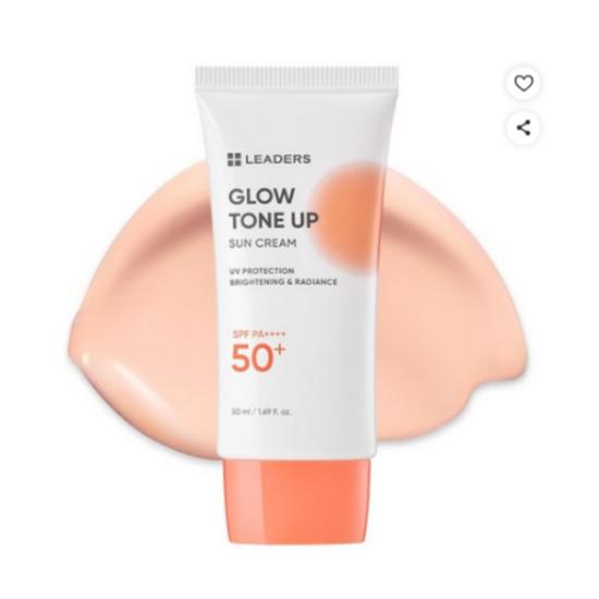 

Leaders Glow Tone Up Sun Cream SPF50+ PA++++ Brightening Hybrid Sunscreen 50ml