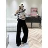Wide-leg pants women's spring and autumn new high-waisted drawstring loose and thin versatile mopping straight casual pants
