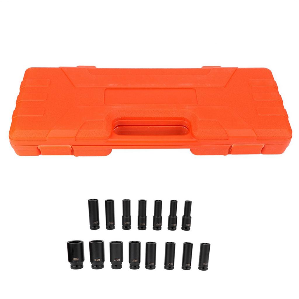 15 PCS/SET SET DRIVE   SOCKET, 1/2 Inch     Socket Tools 10-32 Mm for Garage Workshop