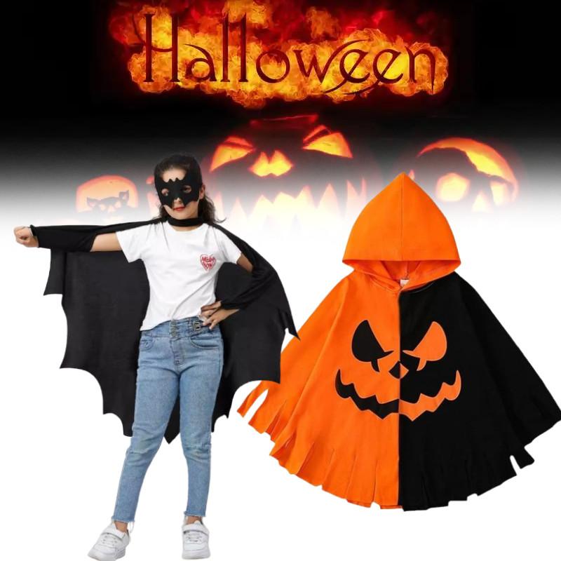 Halloween Costume Kids Pumpkin Bat Caped Cosplay With Polyester Fabric For Teen Adults
