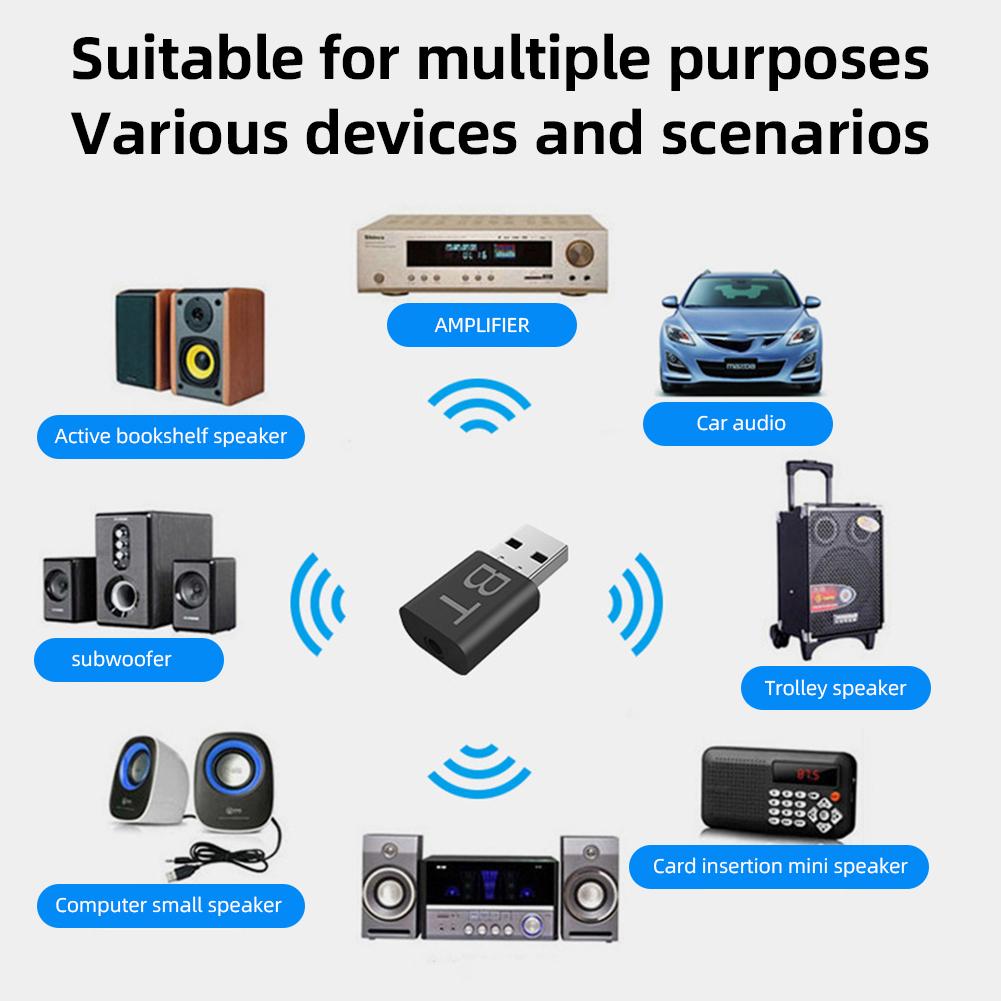 Car Bluetooth Receiver Transmitter Car Bluetooth 5.0 Audio Adapter TV Computer Wireless Bluetooth 2-in-1 Converter