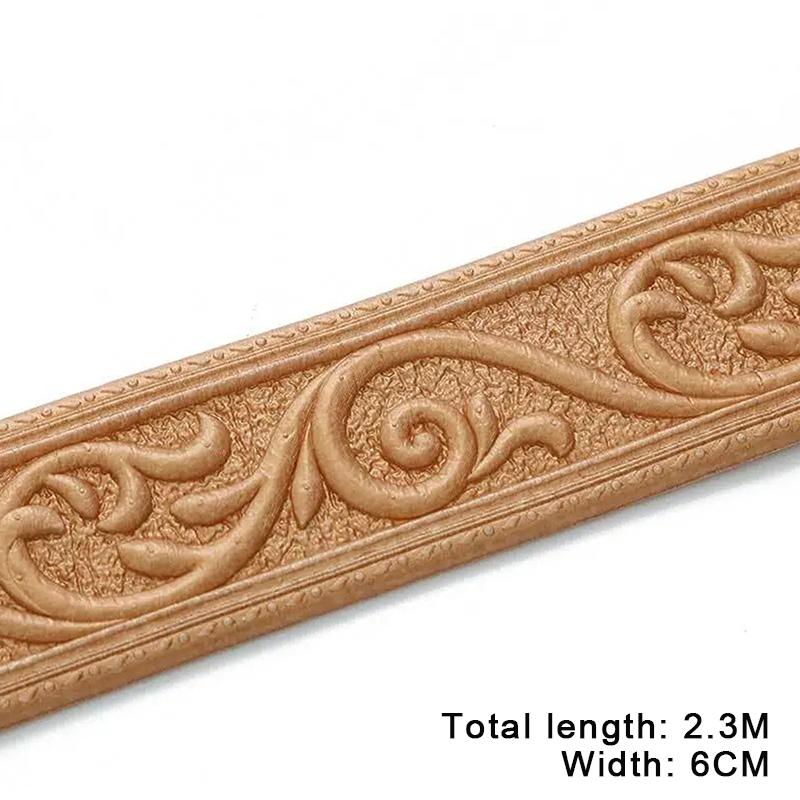 230cm 3D geprägte Schaumstoff Wanddekoration Selbstklebende Rückwandleiste, Dekorative Tapetenbordüre, Sockelleiste Hausdekoration
