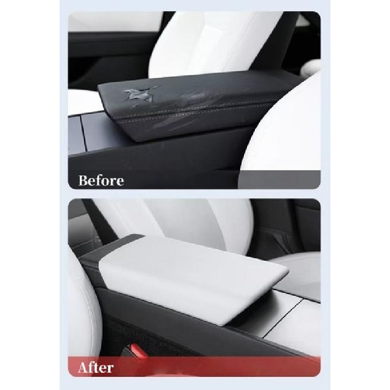 Car White Console Lid Cover - Armrest Box Panel Cover Trim For Tesla Model 3 / Y