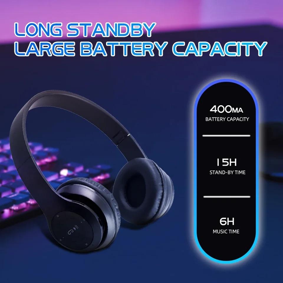 Stereo P47 Headset Bluetooth 5.0 Folding Series Wireless Sports Game Music Headphone Support SD Card with Mic for All Smartphone