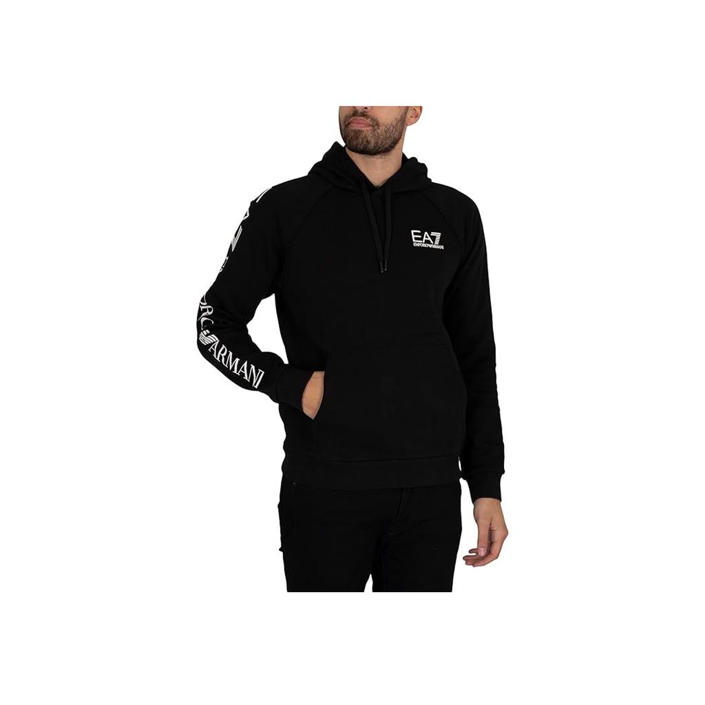 Emporio Armani EA7 Series FW22 Logo Print Hooded Long Sleeve Sweatshirt Men sweatshirt Black 8NPM08-PJ07Z-0203