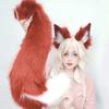 Wolf Foxes Tail Foxes Ears Headband Faux Furs Animal Tail Halloween Christmas Fancy Party Costume Gift for Women Men
