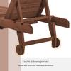 Sun Lounger, Colonial Style, Adjustable Backrest 3 Positions, Wheels, Pre-Oiled Fir Wood