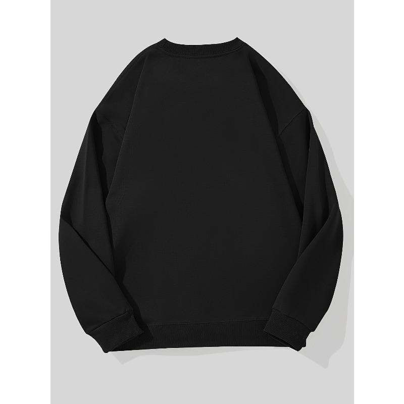 Men'S Blue Background Graffiti Pattern Casual Crew Neck Sweatshirt