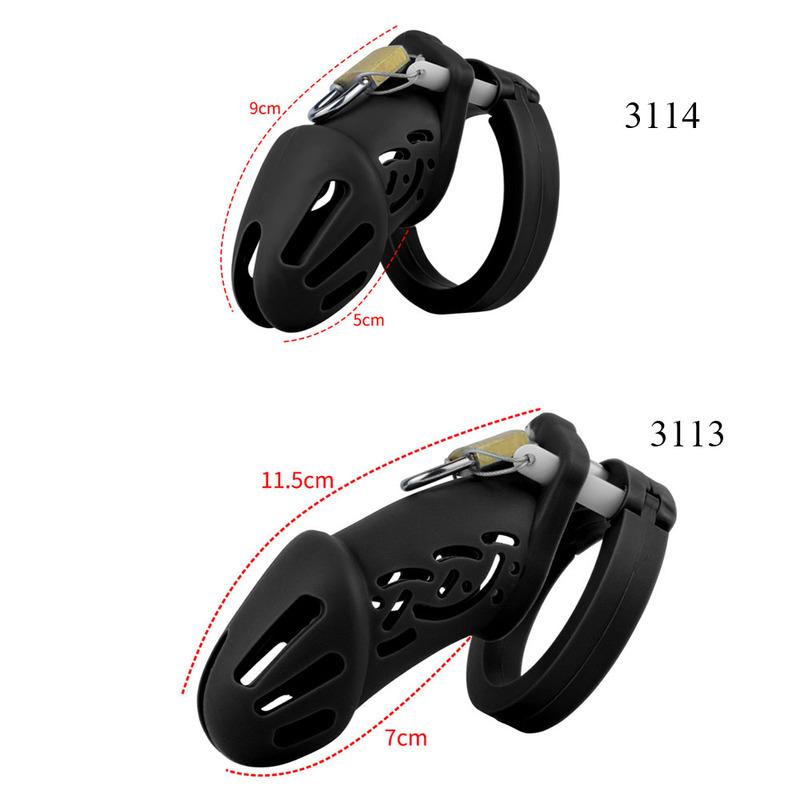 FRKO Pink Soft Silicone Male Chastity Cage Device Size S/L Invisible Lock Sex Toys with 5 Cock Ring Penis Sleeve for Men BDSM