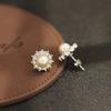 Neues Produkt Temperament schlicht Diamantbesetzt Gold und Silber zweifarbig Blume Perlenstecker Ohrringe vielseitig Mode ohne Ohrloch Ohrstecker Damen