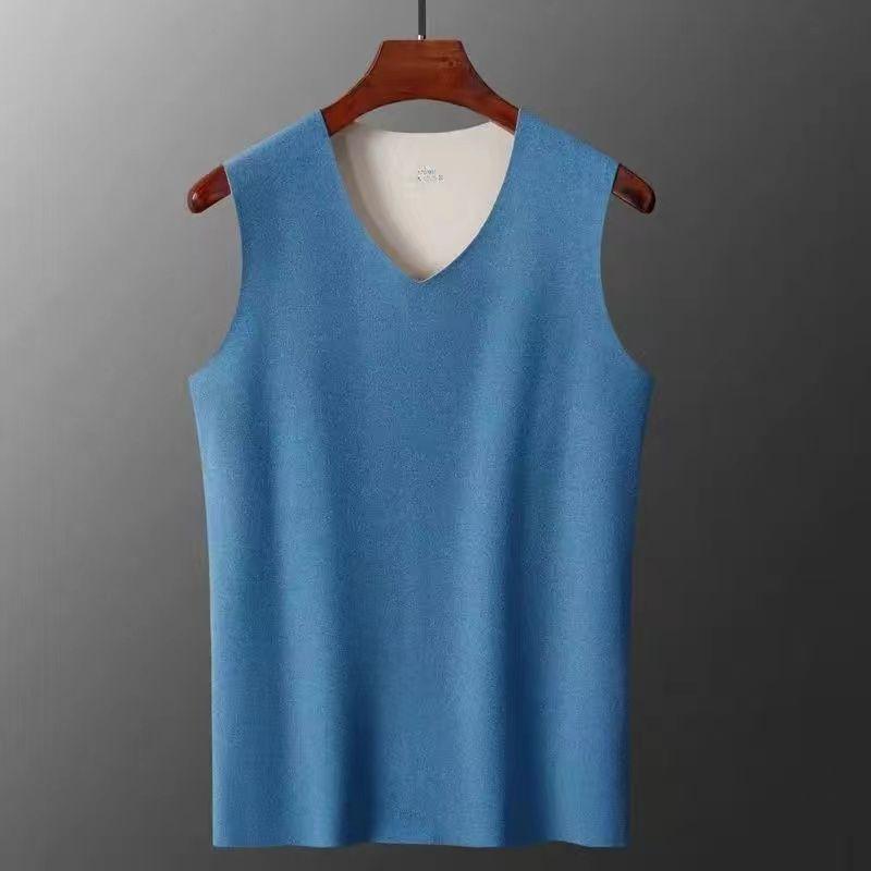 Men's Seamless Quick-Heat Thermal Vest - Double-Sided Sanding, Solid Color, Autumn Innerwear