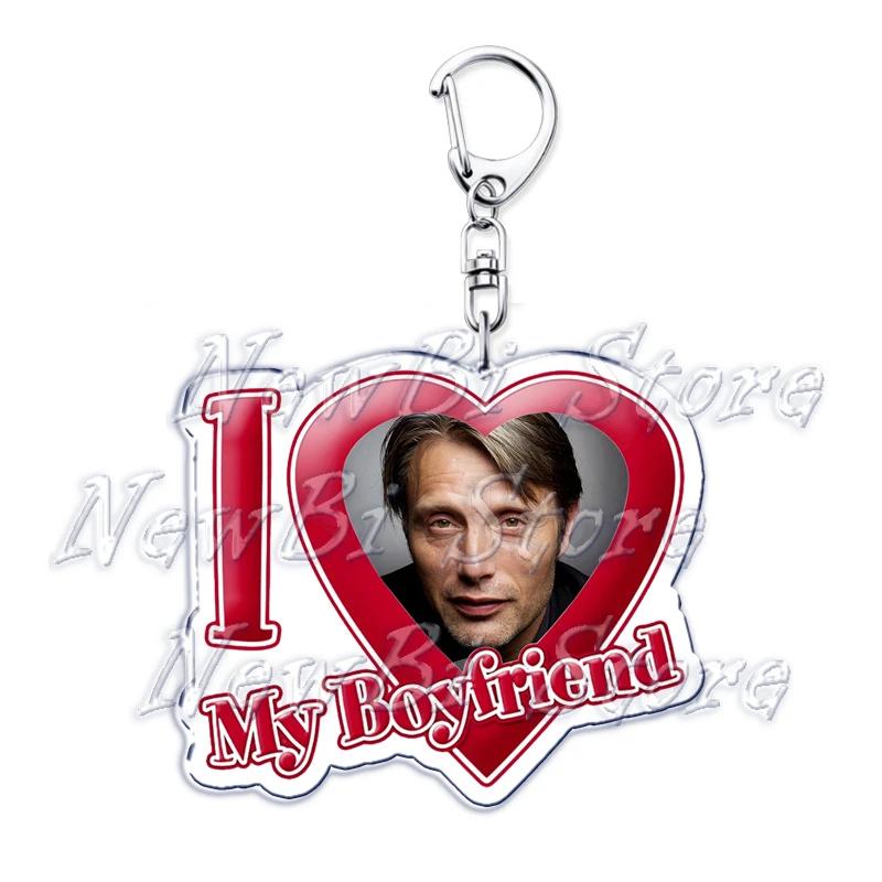 

I Love My Boyfriend Mads Dittmann Mikkelsen Keychains Hannibal Keyring for Accessories Bag Pendant Key Chain Ring Jewelry Gifts