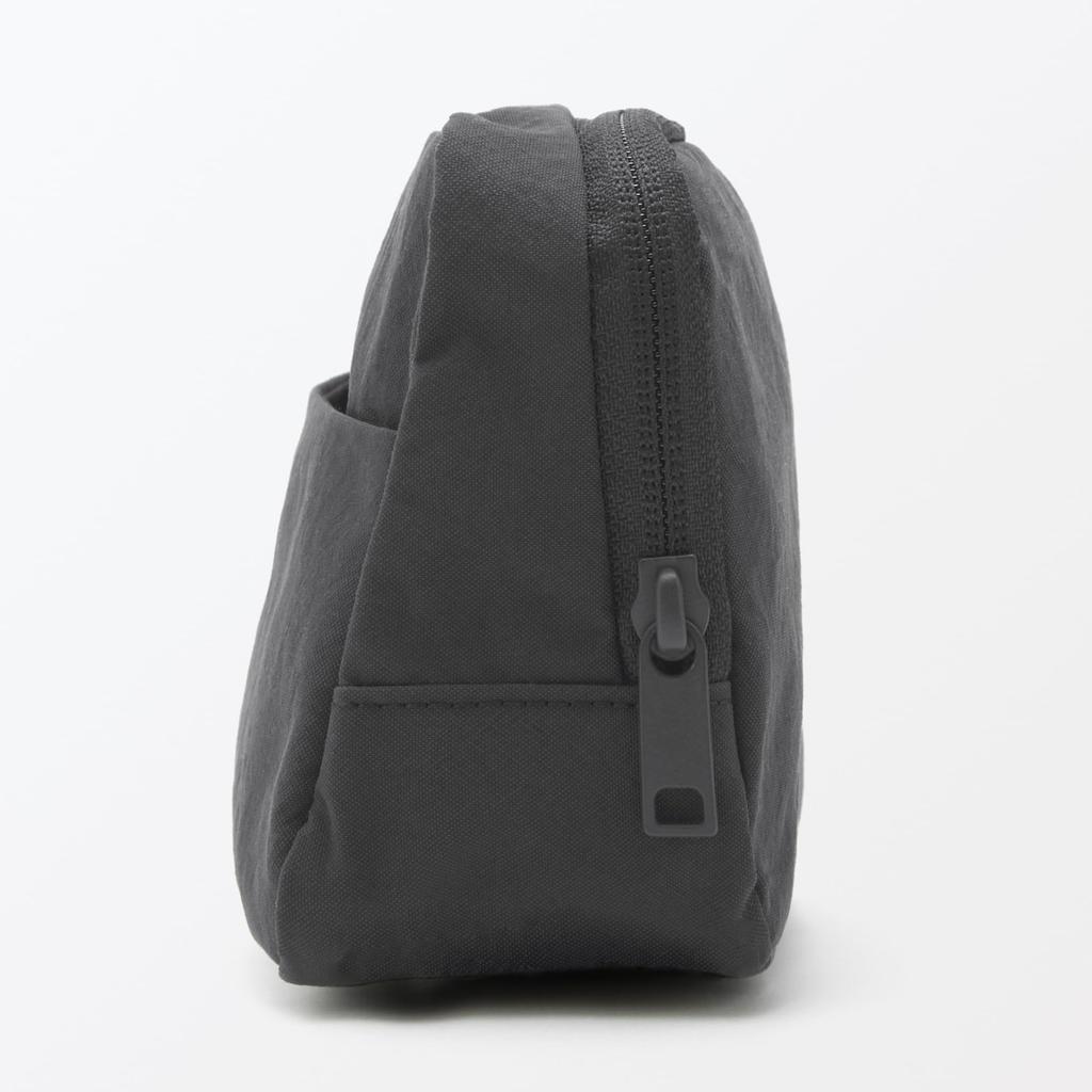 Wrinkle Nylon Pouch with Wide Opening Dark Size L 18 x x 7 84473937 - Gray, (Approx. 11.5 cm)
