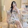 1011 New cotton and silk pajamas women's spring summer short-sleeved shorts printed suit cute fashion loungewear