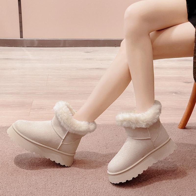 New Women's Flat Shoes Botas Mujer Suede Warm Women's Home Cotton Shoes Fashionable Outdoor Party Women's Thick Snow Boots