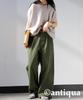Antiqua Cotton Wide Leg Medium Khaki Women's Pants, YZ-00098, 02,