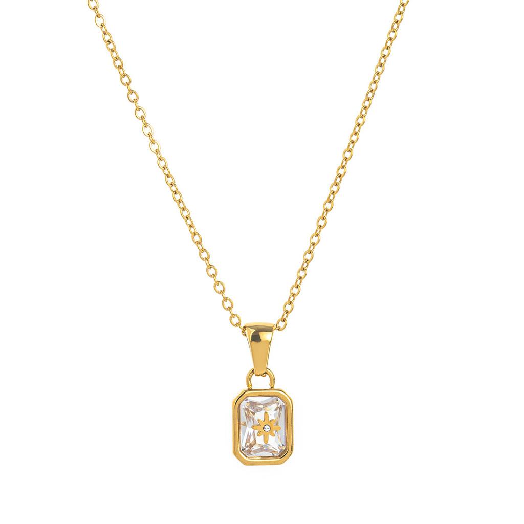 Birthstone Zodiac Necklace With Titanium Steel Pendant For Women And Men