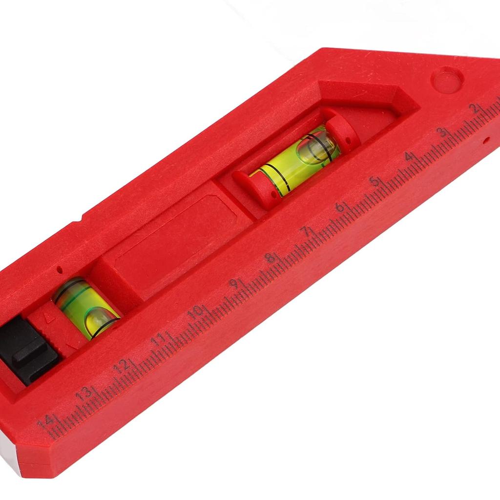 Accurate Woodworking Square, Scale Carpentry Measuring Marking Ruler Stainless Steel with Level Bubble for Marking for Carpenter(7 9in)