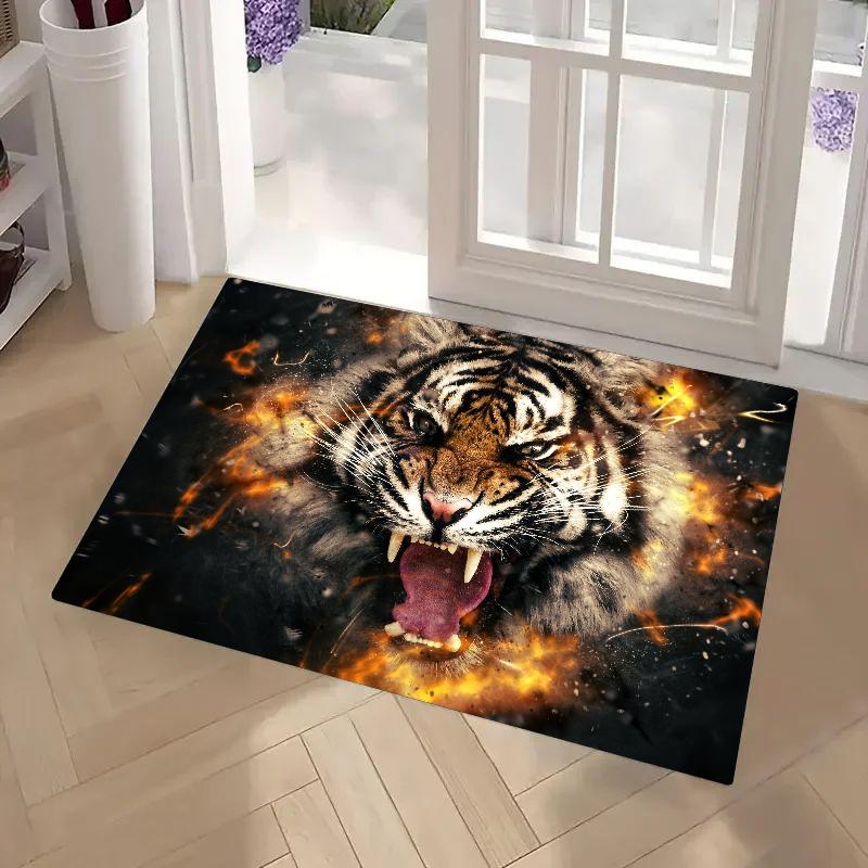 1pc Tiger Doormats Home Carpet Bathroom Absorbent Mats Anti-Slip Mats Home Decor Supplies Carpets Home Kitchen Floor Mats